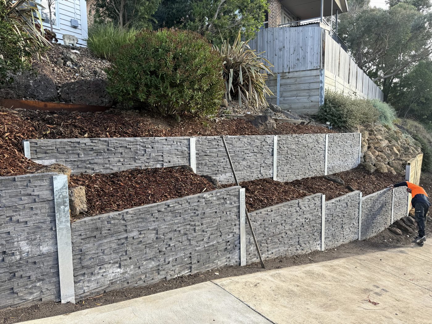 Concrete sleeper retaining wall — Bellarine peninsula