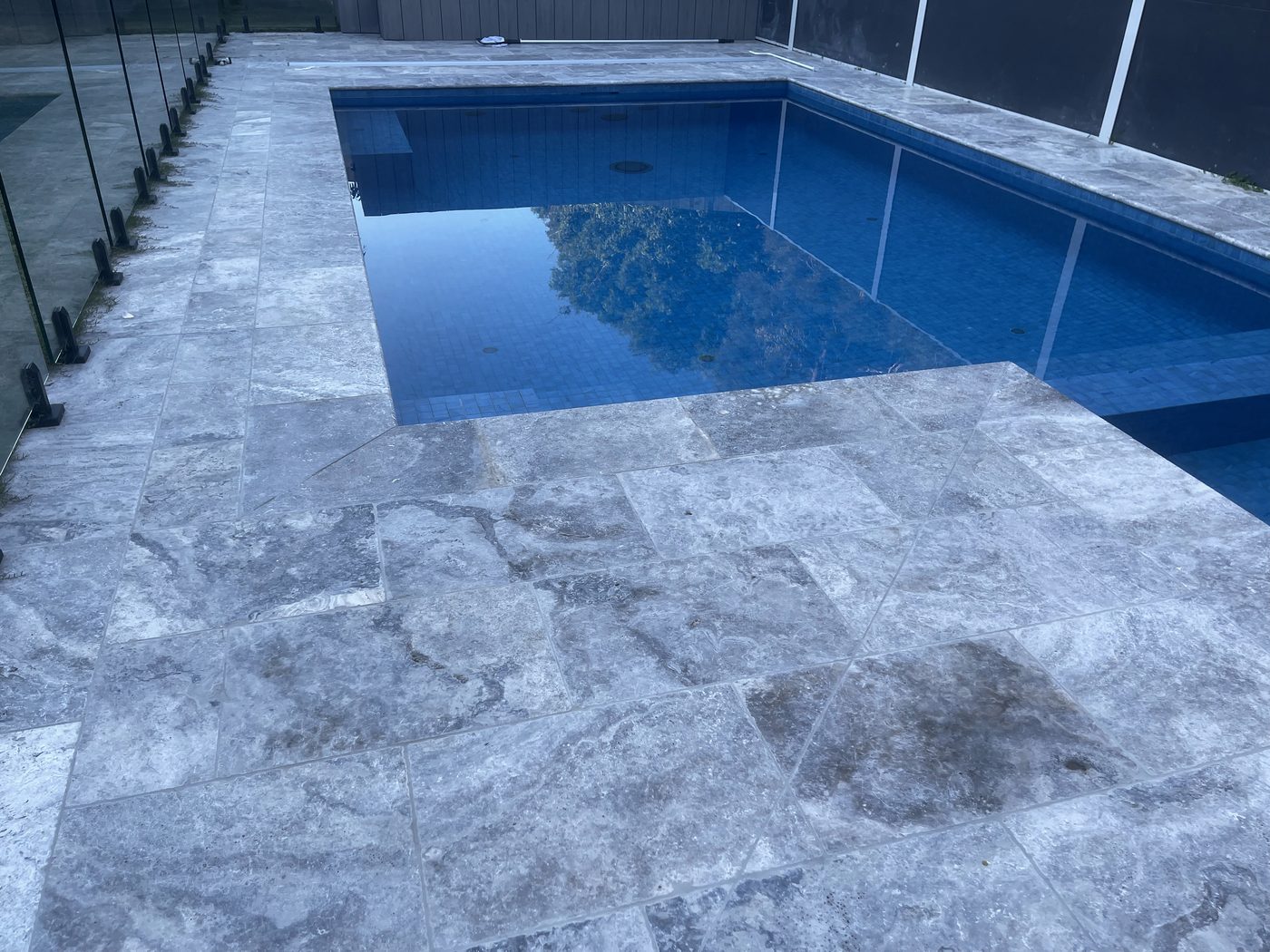 Silver travertine pool surround — Barwon Heads