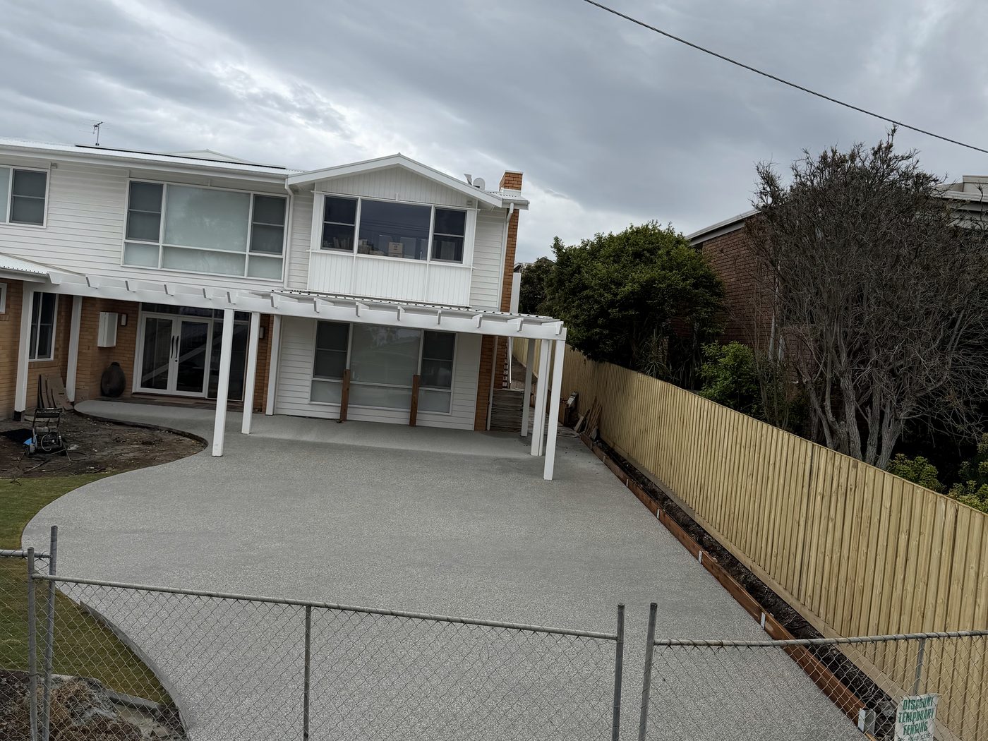 Finished concrete driveway and front yard, Torquay